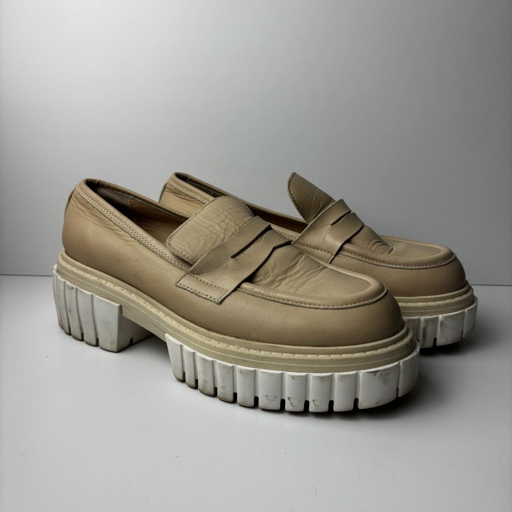 L'intervalle Toma Nude Leather Platform Loafers US 10